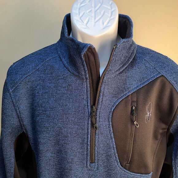 Spyder Men's blue w/ black Core warm 1/2 zip pullover Jacket Medium M - Picture 1 of 7